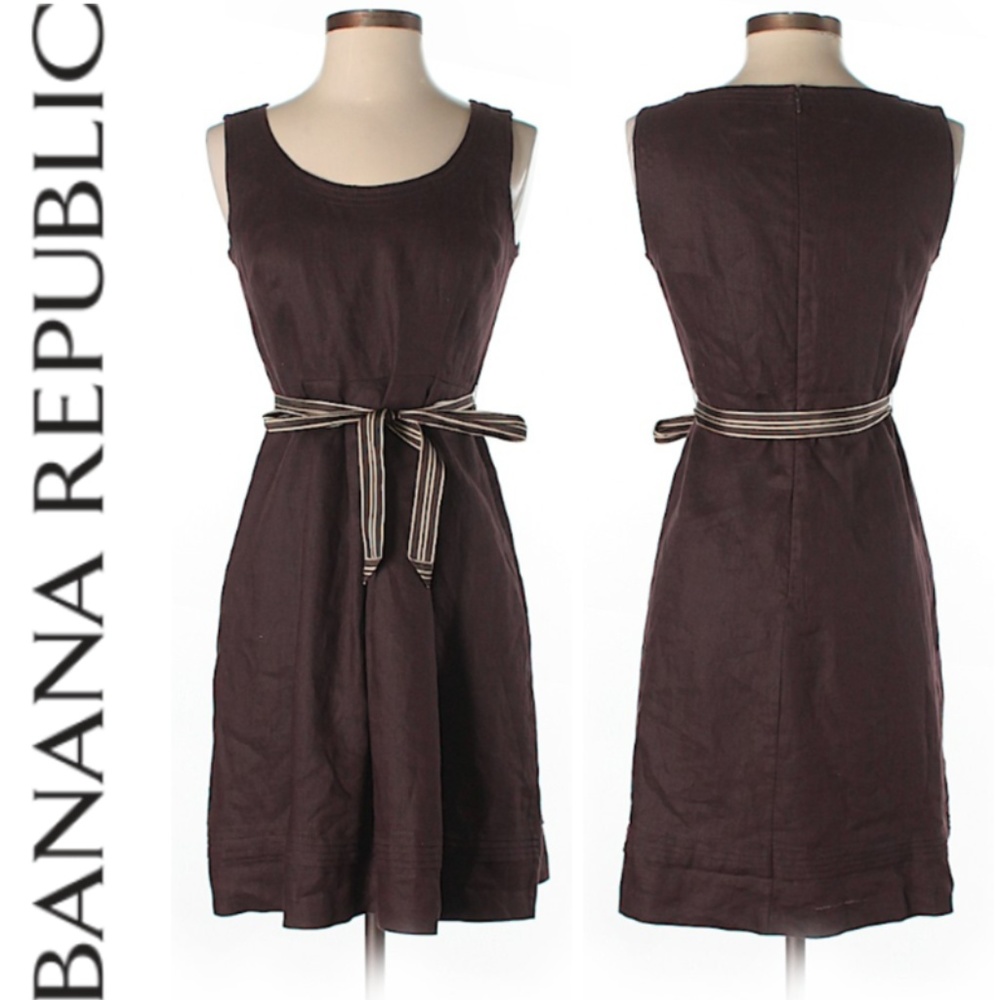 Banana Republic Sleeveless Belted Brown Dress